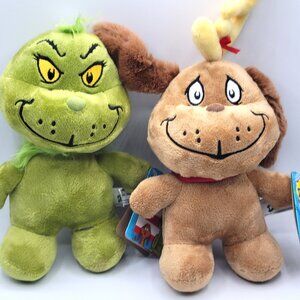Classic Dr. Seuss Grinch & Max Dog Stole Christmas Plush Stuffed Toy Aurora 2022